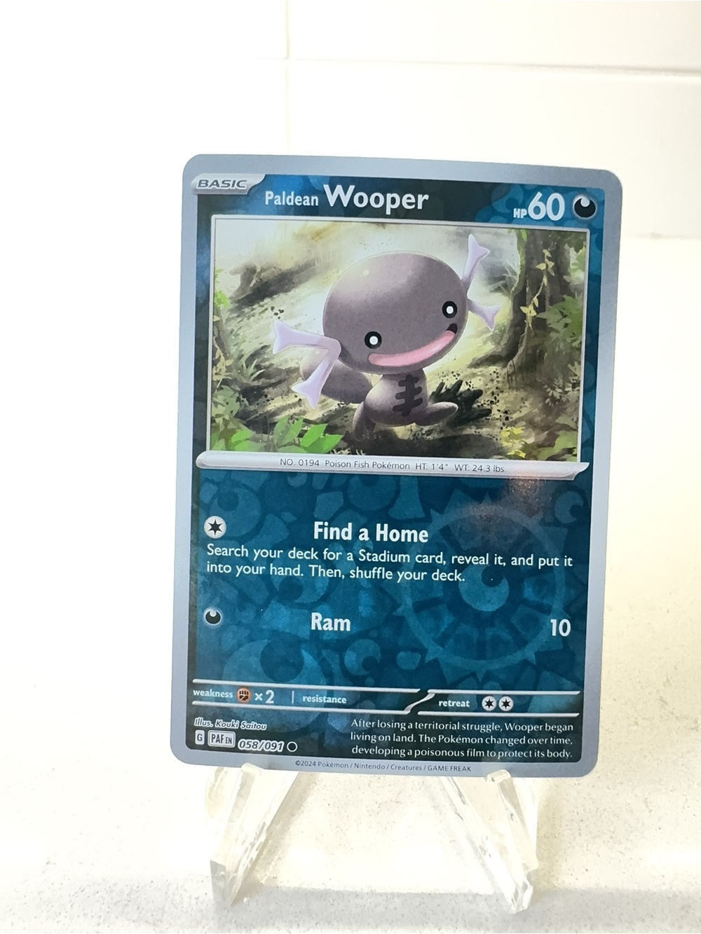 Pokemon TCG Card -  Paldean Wooper [Reverse Holo] #58 Pokemon Paldean Fates